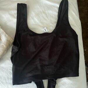 Black crop top with tie at the bottom
